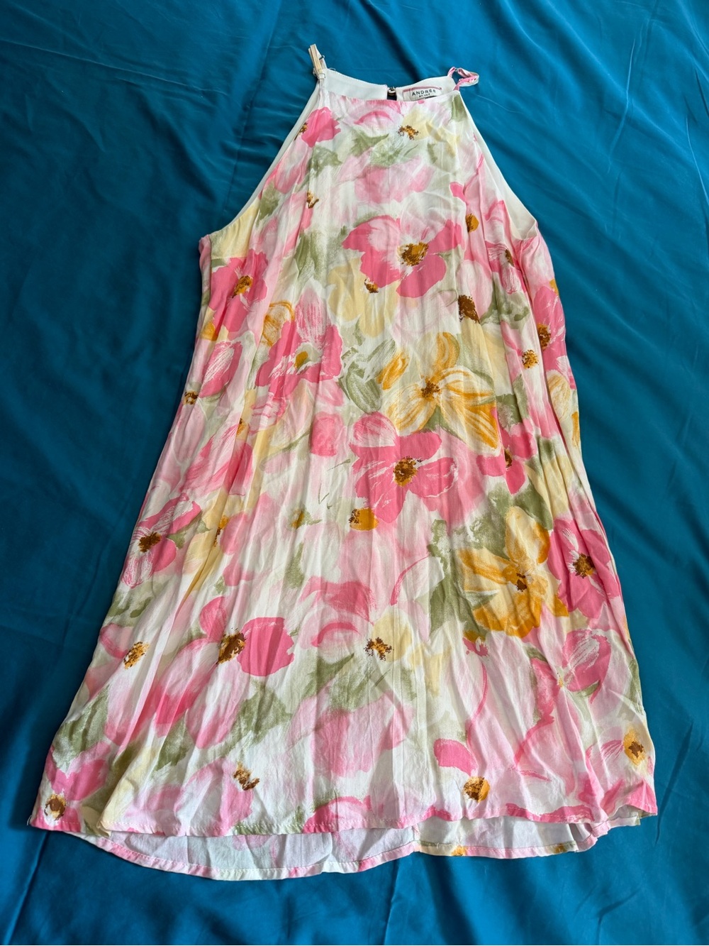 ANDREE BY UNIT Girls Pink & Yellow Floral Halter Dress
